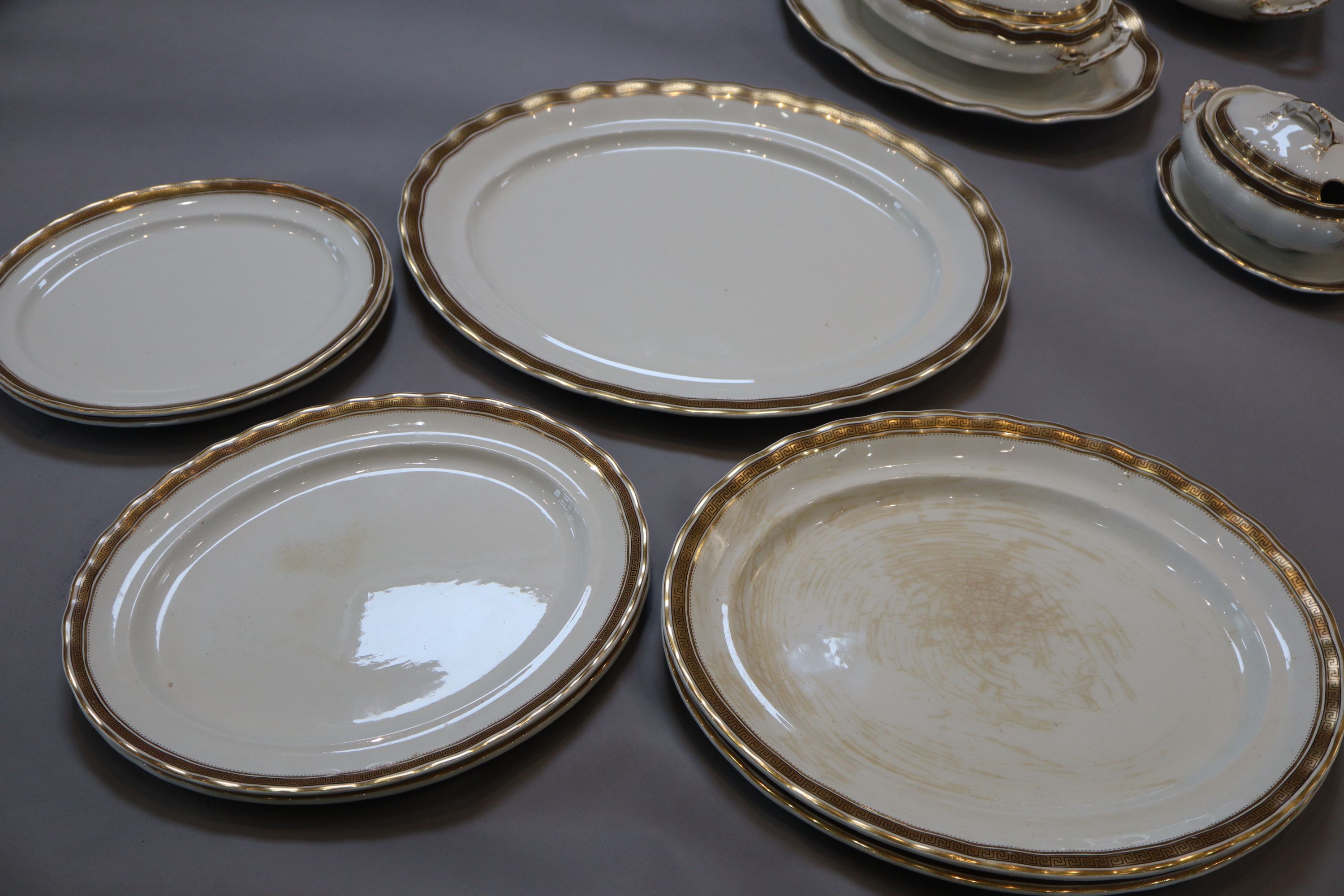 A Thomas Furnival & Sons fifty three piece part dinner service,